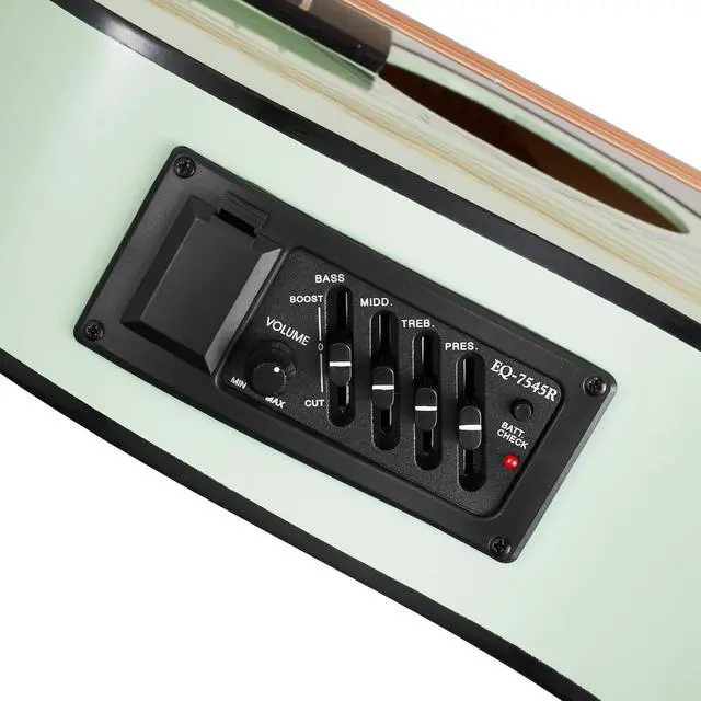 Alt view image 2 of 6 - Ashthorpe Full-Size Thinline Cutaway Acoustic Electric Guitar Package with 10 Watt Amp - Mint Green