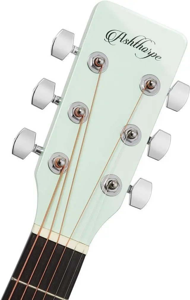 Alt view image 4 of 6 - Ashthorpe Full-Size Thinline Cutaway Acoustic Electric Guitar Package with 10 Watt Amp - Mint Green