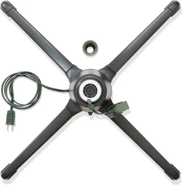 Alt view image 3 of 6 - Casafield 360-Degree Rotating Christmas Tree Stand - Adjustable Revolving Base for Up to 7.5 FT Artificial Tree with 3 Built-in Electrical Outlets, Green