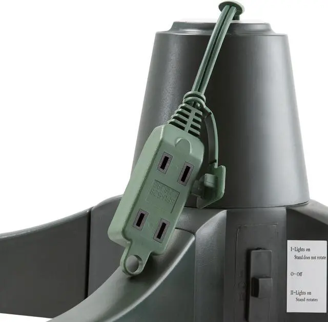 Alt view image 5 of 6 - Casafield 360-Degree Rotating Christmas Tree Stand - Adjustable Revolving Base for Up to 7.5 FT Artificial Tree with 3 Built-in Electrical Outlets, Green