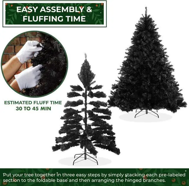 Alt view image 3 of 6 - Casafield 4.5FT Black Spruce Artificial Holiday Christmas Tree with Sturdy Metal Stand