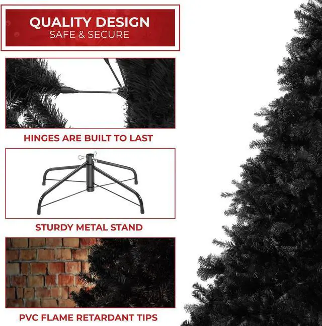Alt view image 4 of 6 - Casafield 4.5FT Black Spruce Artificial Holiday Christmas Tree with Sturdy Metal Stand