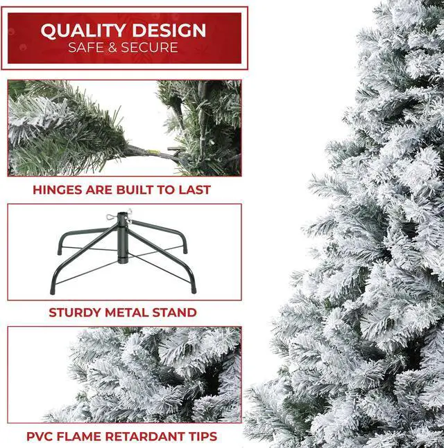 Alt view image 5 of 6 - Casafield 4.5FT Realistic Snow-Flocked Pine Artificial Holiday Christmas Tree with Sturdy Metal Stand