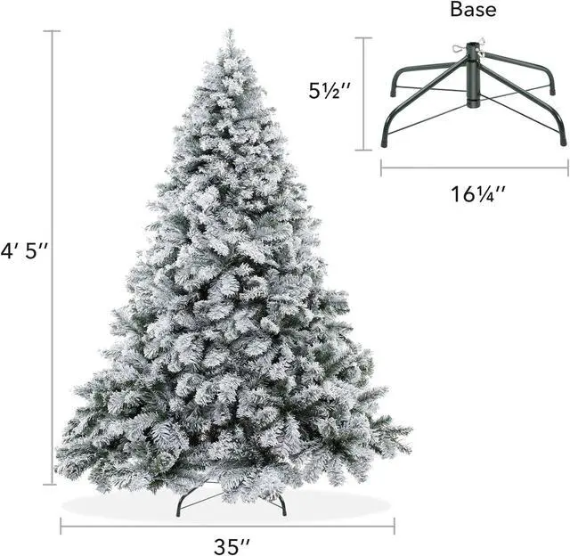 Alt view image 6 of 6 - Casafield 4.5FT Realistic Snow-Flocked Pine Artificial Holiday Christmas Tree with Sturdy Metal Stand
