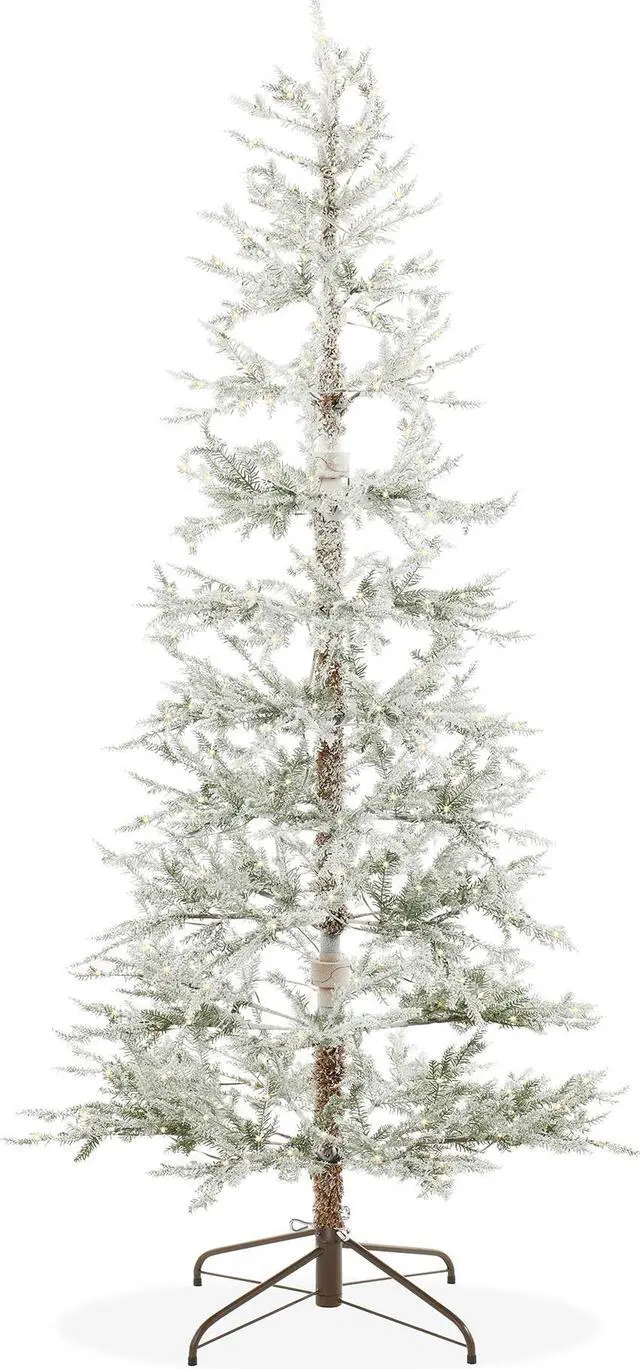 Main image of Casafield 6.5FT Pre-Lit Sparse Flocked Pine Artificial Holiday Christmas Tree with Sturdy Metal Stand