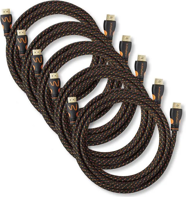 Main image of LegitWire 10 ft 4K High Speed HDMI Cables, 5 Pack - 18Gbps HDMI 2.0 (4K @ 60hz HDR UHD 4:4:4 Chroma) - Ethernet - Locking Head - Deep Color Ultra HD with ARC, 3D, HDCP 2.2, 28AWG, Gold Plated
