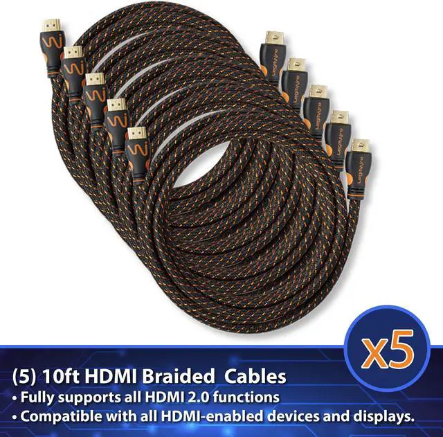 Alt view image 6 of 6 - LegitWire 10 ft 4K High Speed HDMI Cables, 5 Pack - 18Gbps HDMI 2.0 (4K @ 60hz HDR UHD 4:4:4 Chroma) - Ethernet - Locking Head - Deep Color Ultra HD with ARC, 3D, HDCP 2.2, 28AWG, Gold Plated