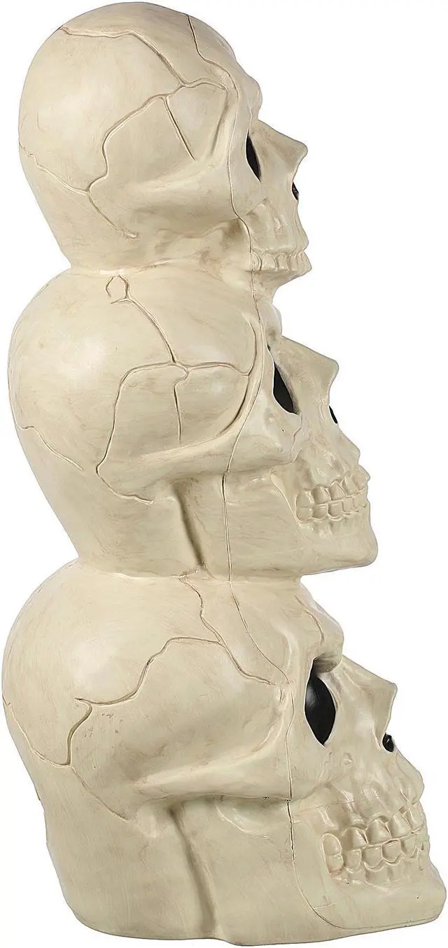 Alt view image 3 of 6 - BOO BOX Stacked Skulls with LED Eyes and Sound, 27.5" Scary Skeleton Halloween Decoration for Home, Porch, or Yard Indoor Outdoor