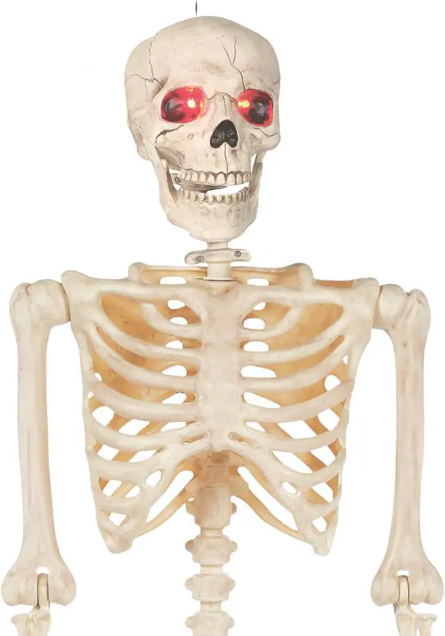 Alt view image 2 of 6 - BOO BOX 5' Animated Full Size Skeleton, Halloween Decorations for Outside, Porch or Yard with Light-up Eyes and Speaker