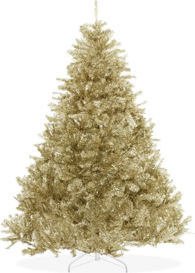 Main image of Casafield 6FT Champagne Gold Tinsel Artificial Holiday Christmas Tree with Sturdy Metal Stand