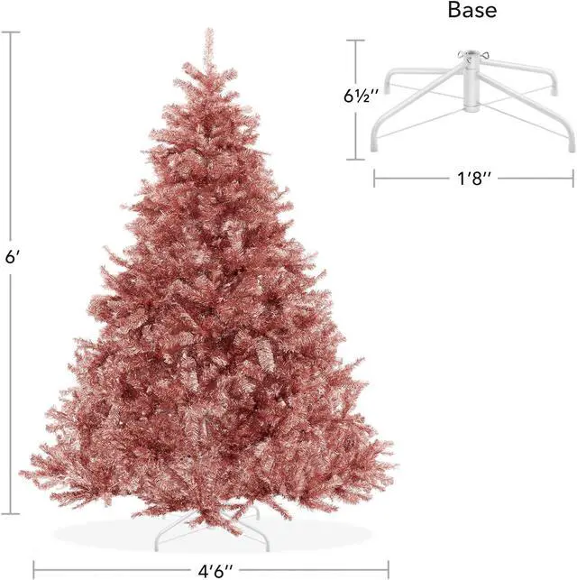 Alt view image 5 of 6 - Casafield 6FT Rose Gold Tinsel Artificial Holiday Christmas Tree with Sturdy Metal Stand
