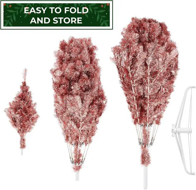 Alt view image 6 of 6 - Casafield 7.5FT Rose Gold Tinsel Artificial Holiday Christmas Tree with Sturdy Metal Stand