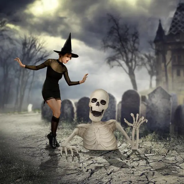 Alt view image 2 of 6 - BOO BOX 35"  Groundbreaking Skeleton  - Outdoor Halloween Decorations for Porch or Yard