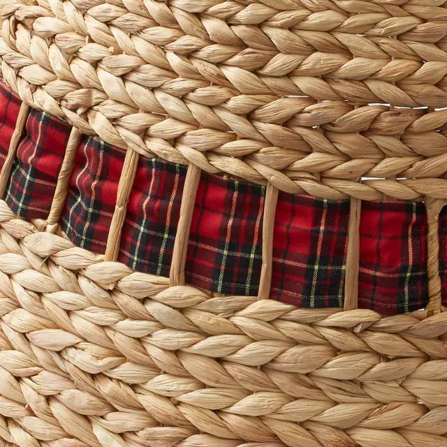 Alt view image 6 of 6 - Casafield 24-Inch Christmas Tree Collar, Water Hyacinth Woven Farmhouse Tree Base Cover with Cord Cut Out, Natural