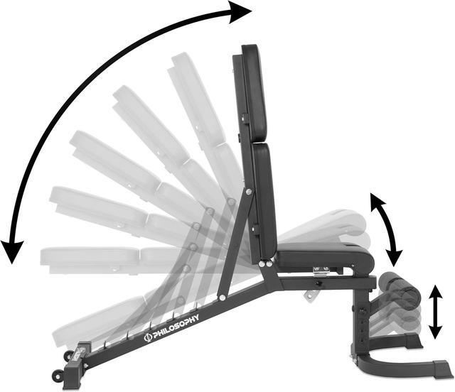 Alt view image 2 of 6 - Philosophy Gym Adjustable Weight Bench, Heavy-Duty Flat Incline Decline (FID) Dumbbell Workout Bench for Weightlifting & Exercise - 1500 LB Weight  Capacity