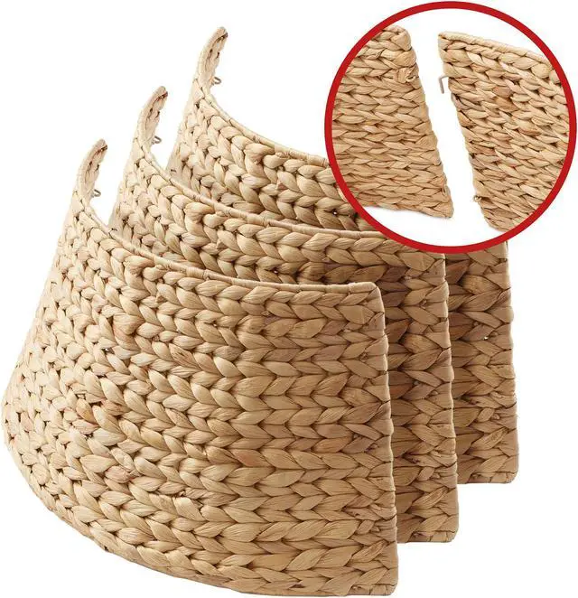 Alt view image 5 of 6 - Casafield 24-Inch Christmas Tree Collar, Woven Water Hyacinth Tree Base Cover with Cord Cut Out, Natural