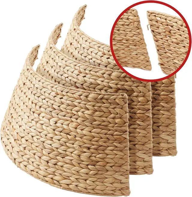 Alt view image 5 of 6 - Casafield 32-Inch Christmas Tree Collar, Woven Water Hyacinth Tree Base Cover with Cord Cut Out, Natural