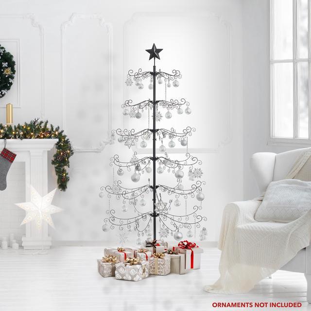 Alt view image 2 of 6 - Casafield Ornament Display Stand - 6' Black Wrought Iron Christmas Tree Ornament Holder