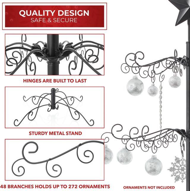Alt view image 4 of 6 - Casafield Ornament Display Stand - 6' Black Wrought Iron Christmas Tree Ornament Holder