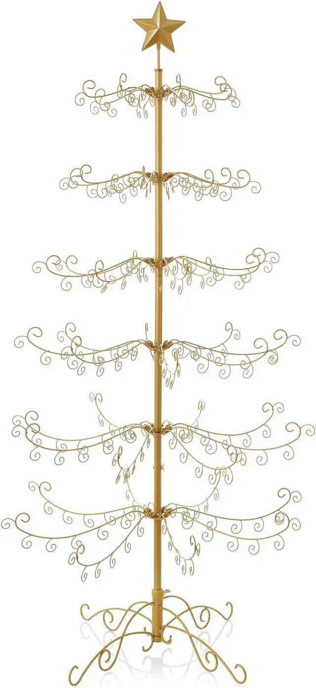 Main image of Casafield Ornament Display Stand - 6' Gold Wrought Iron Christmas Tree Ornament Holder