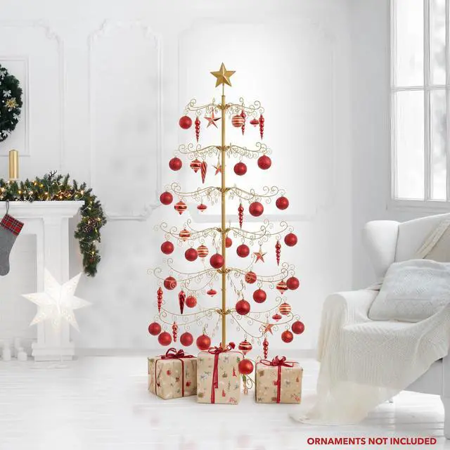 Alt view image 2 of 6 - Casafield Ornament Display Stand - 6' Gold Wrought Iron Christmas Tree Ornament Holder