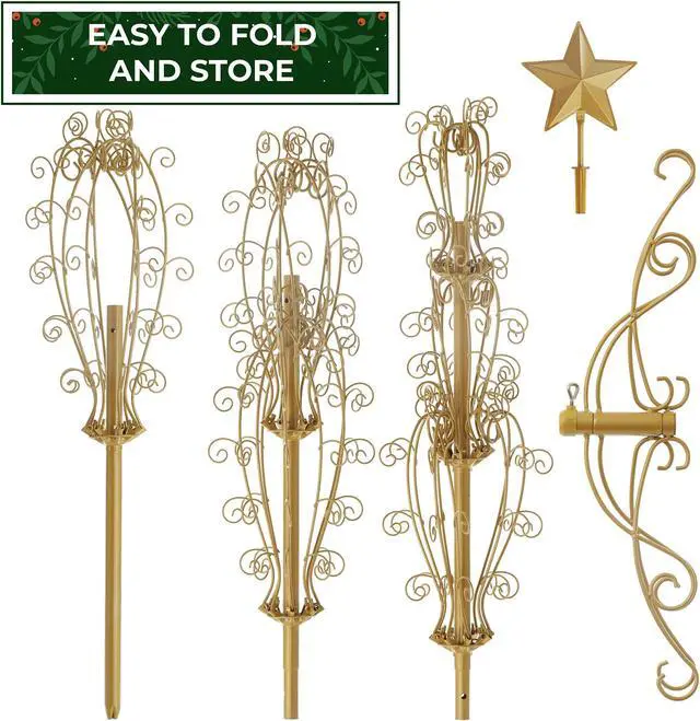 Alt view image 6 of 6 - Casafield Ornament Display Stand - 6' Gold Wrought Iron Christmas Tree Ornament Holder