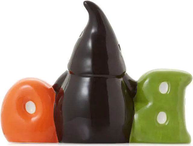 Alt view image 2 of 6 - Casafield Ceramic Halloween BOO Gnome, Hand Painted Pre-Lit LED Gnome Tabletop Decor