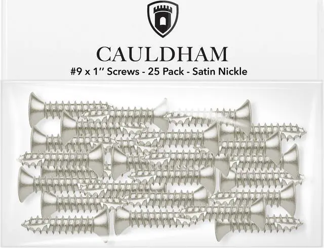 Alt view image 2 of 6 - Cauldham Satin Nickel Wood Screws #9 x 1 Inch for Door Hinges - 25 pack