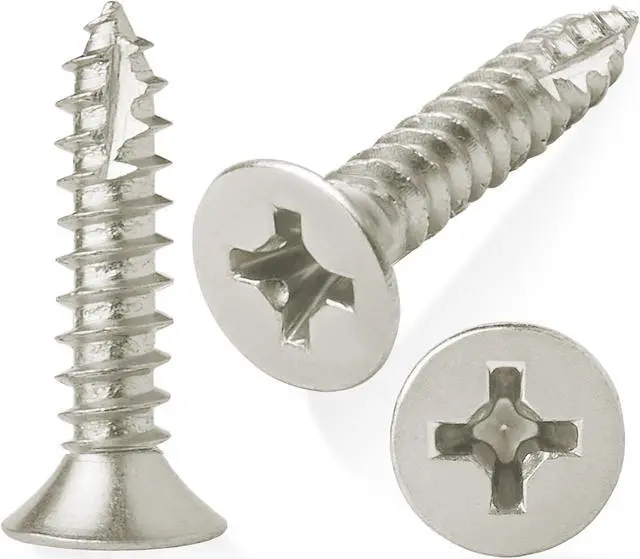 Alt view image 5 of 6 - Cauldham Satin Nickel Wood Screws #9 x 1 Inch for Door Hinges - 25 pack