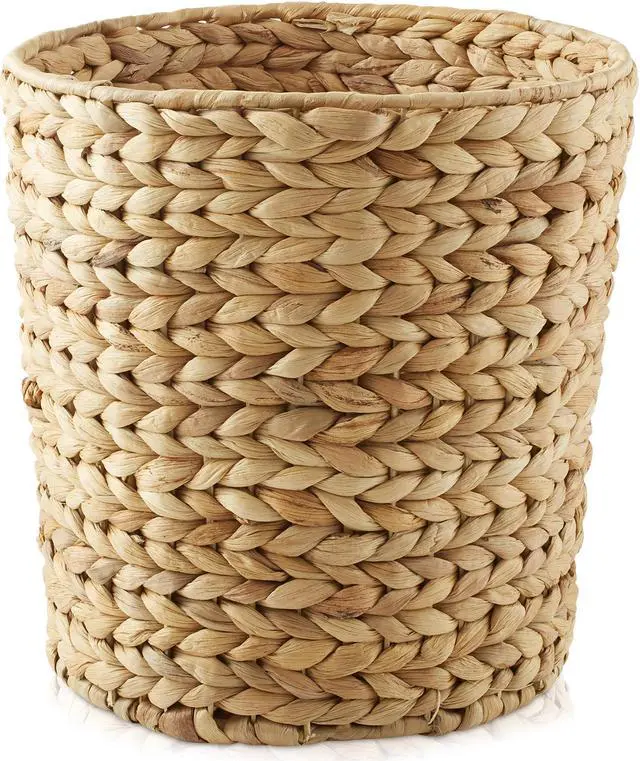 Main image of Casafield Water Hyacinth Waste Basket - Natural, Woven Trash Can for Bathroom, Bedroom, Laundry Room, Home Office