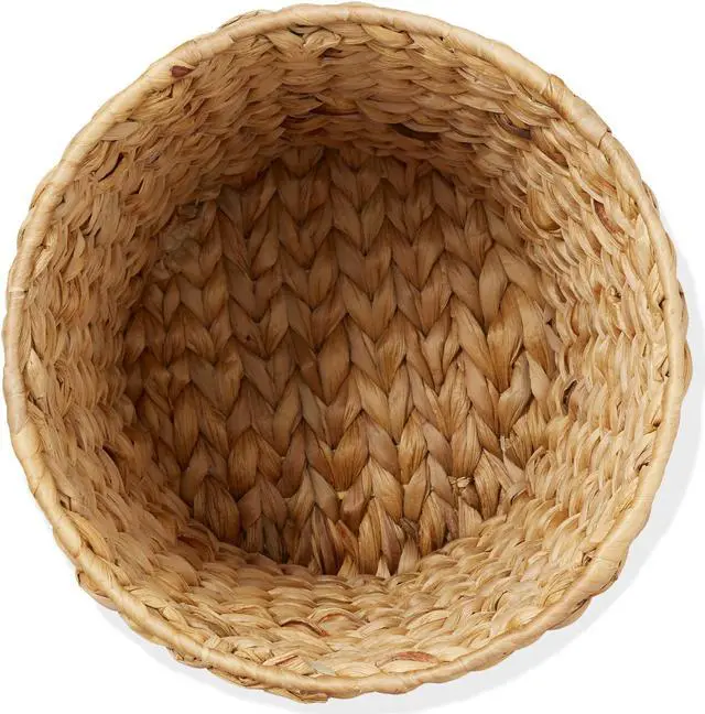 Alt view image 5 of 6 - Casafield Water Hyacinth Waste Basket - Natural, Woven Trash Can for Bathroom, Bedroom, Laundry Room, Home Office