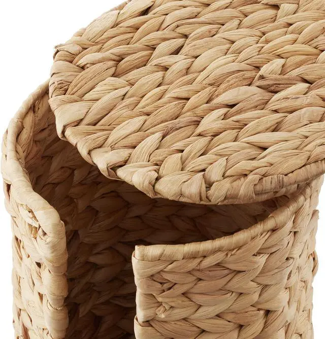 Alt view image 5 of 6 - Casafield Free Standing Toilet Paper Storage Roll Holder with Lid - Natural, Fits 3 Rolls, Water Hyacinth Bath Tissue Organizer for Bathroom