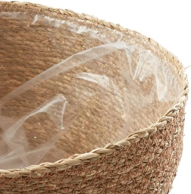 Alt view image 4 of 6 - Casafield Set of 3 Seagrass Planter Baskets with Liners - Natural, Hand Woven Indoor Flower Pot Covers for Plants, Succulents, Home Decor