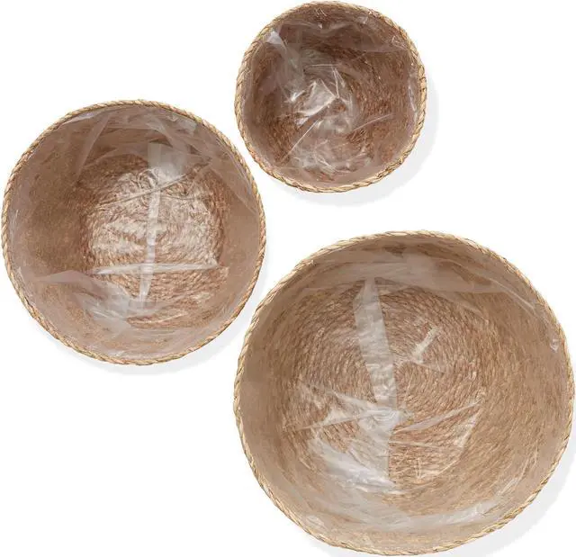 Alt view image 5 of 6 - Casafield Set of 3 Seagrass Planter Baskets with Liners - Natural, Hand Woven Indoor Flower Pot Covers for Plants, Succulents, Home Decor