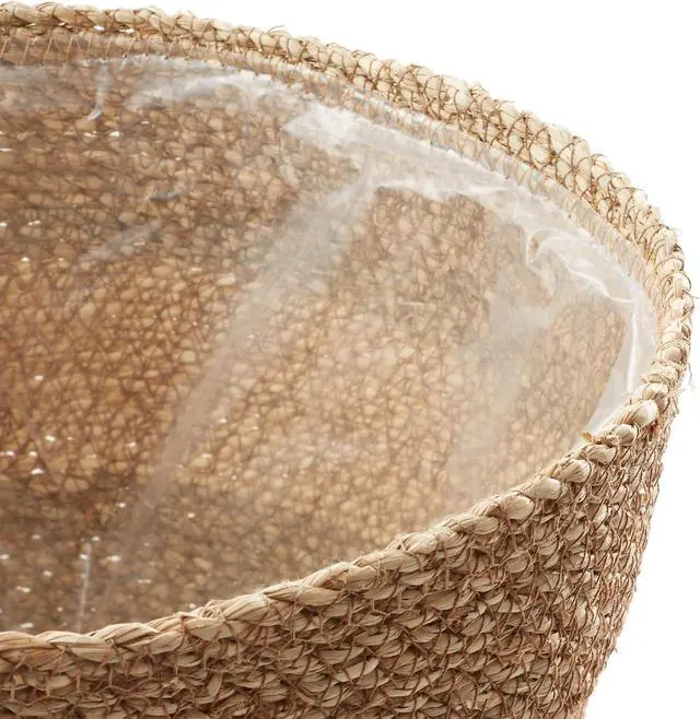 Alt view image 4 of 6 - Casafield Set of 3 Seagrass Planter Baskets with Liners - Two-Tone, Hand Woven Indoor Flower Pot Covers for Plants, Succulents, Home Decor