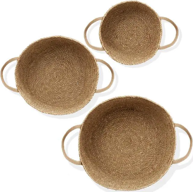 Alt view image 5 of 6 - Casafield Set of 3 Braided Seagrass Baskets with Jute Handles - Natural, Woven Storage Basket Planters, Boho Decor for Entryway, Living Room, Bedroom