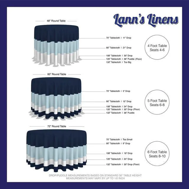Alt view image 6 of 6 - Lann's Linens - 5 Premium 108" Round Tablecloths for Wedding/Banquet/Restaurant - Polyester Fabric Table Cloths - Black
