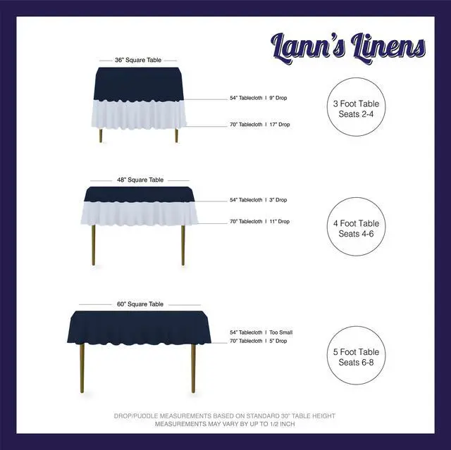 Alt view image 6 of 6 - Lann's Linens - 10 Premium 54" Square Tablecloths for Wedding / Banquet / Restaurant - Polyester Fabric Table Cloths - White