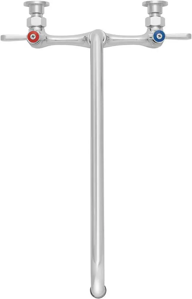 Alt view image 2 of 6 - GRIDMANN Commercial Sink Faucet, 8" Center Wall Mount No Lead Faucet, 16" Swivel Spout, Dual Lever Handles, Brass Construction, Chrome Polished Finish