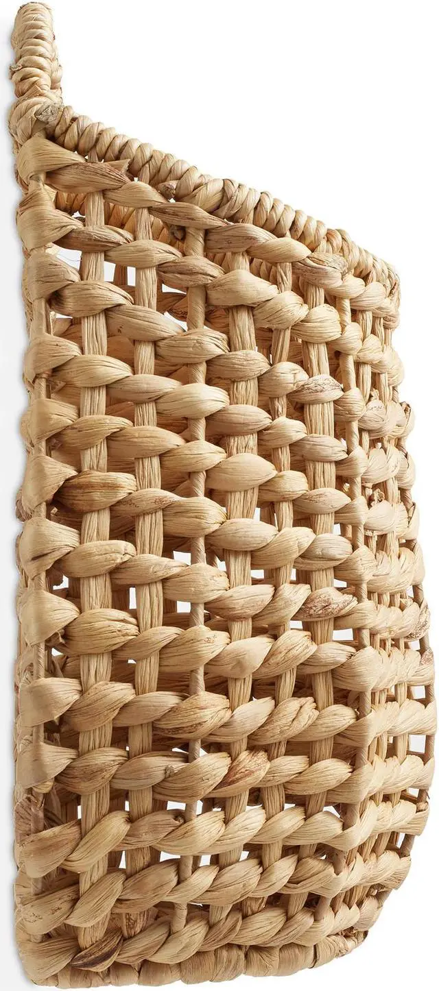 Alt view image 4 of 6 - Casafield Open Weave Wall Hanging Basket for Plants and Flowers - Natural, Water Hyacinth Decorative Boho Accent for Front Door and Entryway