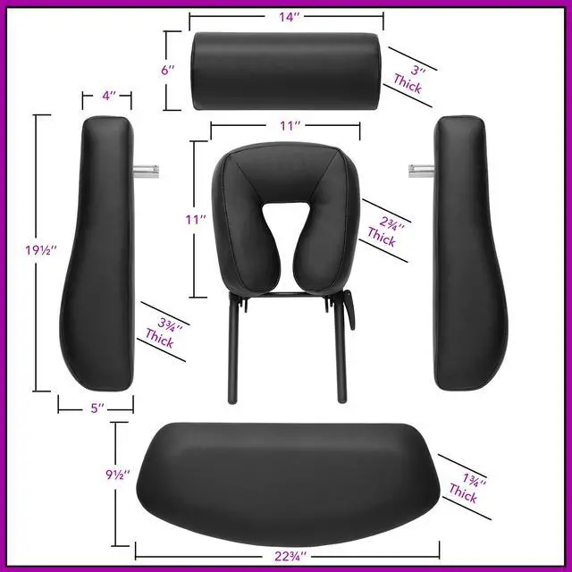 Alt view image 6 of 6 - Saloniture Professional 4-Section Electric Lift Massage Table  - Includes  Armrest, Headrest, Face Cradle and Bolster - Black
