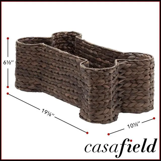 Alt view image 3 of 6 - Casafield Dog Bone Shaped Storage Basket - Espresso, Large Woven Water Hyacinth Pet Toy Organizer Bin
