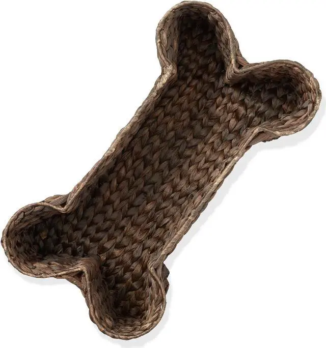 Alt view image 5 of 6 - Casafield Dog Bone Shaped Storage Basket - Espresso, Large Woven Water Hyacinth Pet Toy Organizer Bin