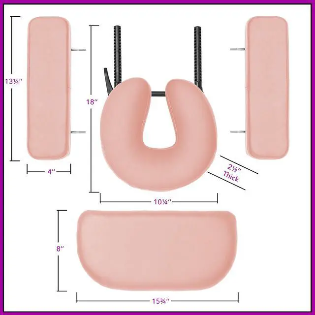 Alt view image 3 of 6 - Saloniture Professional Portable Lightweight Tri-Fold Massage Table with Aluminum Legs - Includes Headrest, Face Cradle, Armrests and Carrying Case, Pink