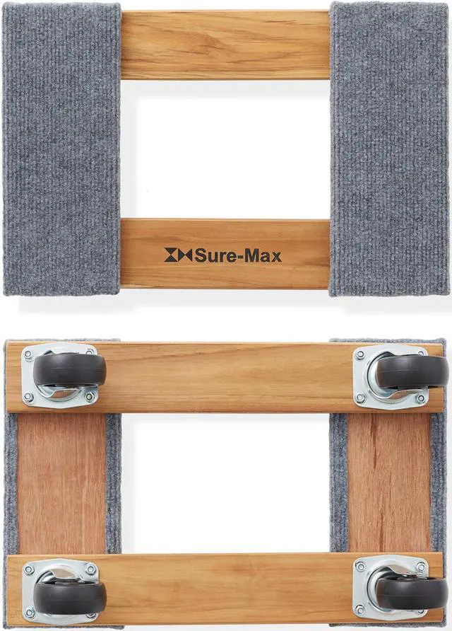 Alt view image 2 of 6 - Sure-Max Heavy-Duty 12 in. x 18 in. Furniture Moving Dolly, 2-Pack, Premium Hardwood with Swivel Casters, 1,320 lbs. Total Capacity
