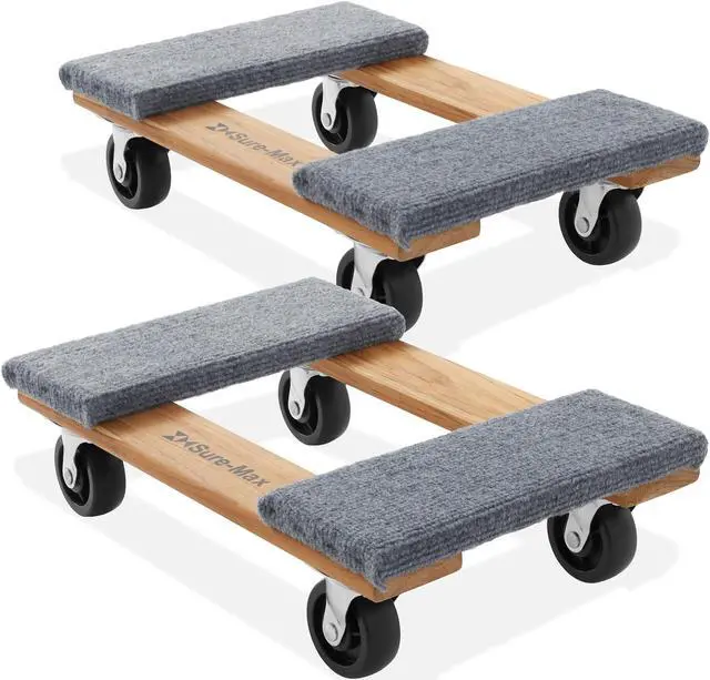 Main image of Sure-Max Heavy-Duty 12 in. x 18 in. Furniture Moving Dolly, 2-Pack, Premium Hardwood with Swivel Casters, 1,320 lbs. Total Capacity