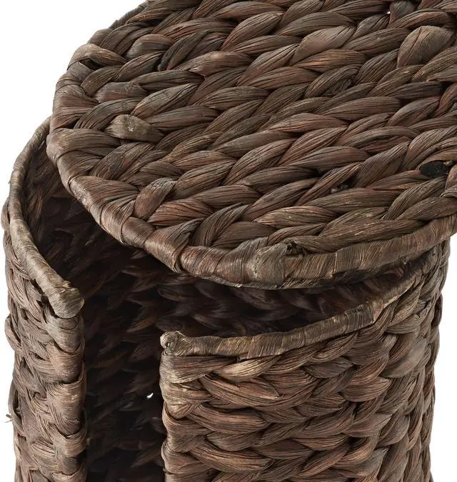 Alt view image 5 of 6 - Casafield Free Standing Toilet Paper Storage Roll Holder with Lid - Espresso, Fits 3 Rolls, Water Hyacinth Bath Tissue Organizer for Bathroom