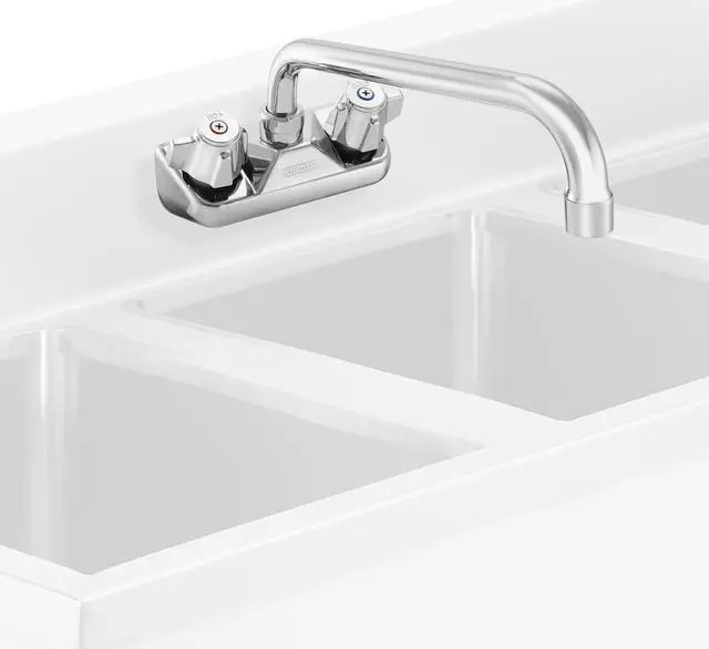 Alt view image 3 of 6 - GRIDMANN Commercial Bar Sink Faucet, 4" Center No Lead Faucet with 10" Swing Spout, Brass Construction, Knob Handles, Polished Finish