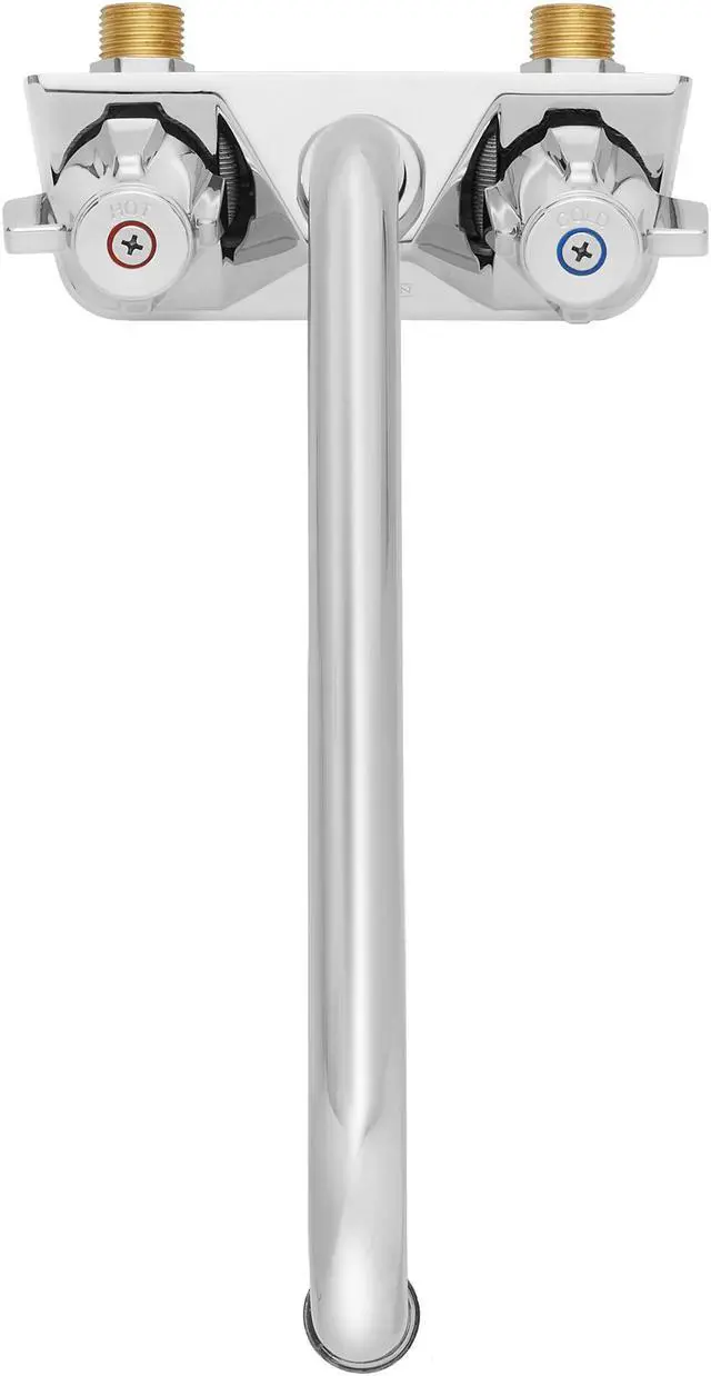 Alt view image 2 of 6 - GRIDMANN Commercial Bar Sink Faucet, 4" Center No Lead Faucet with 10" Swing Spout, Brass Construction, Knob Handles, Polished Finish