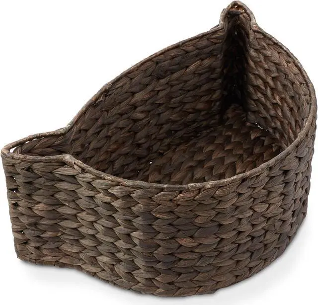 Alt view image 4 of 6 - Casafield Cat Toy Storage Basket - Espresso, Woven Water Hyacinth Pet Toy Organizer Bin